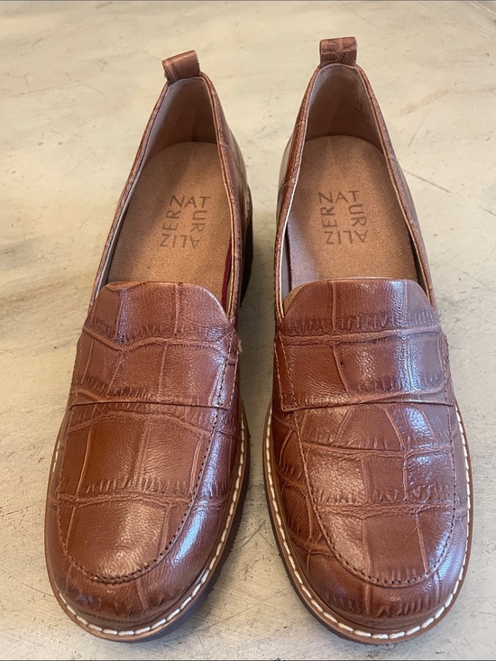Naturalizer Shoes - Naturalizer Cognac Croc-Embossed Leather Platform Loafers